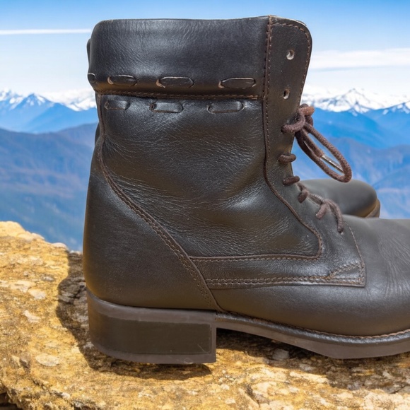 L.L.Bean Women’s 9.5 Combat Boots Brown Leather Lace Up Hiking Trail Durable - Picture 4 of 8